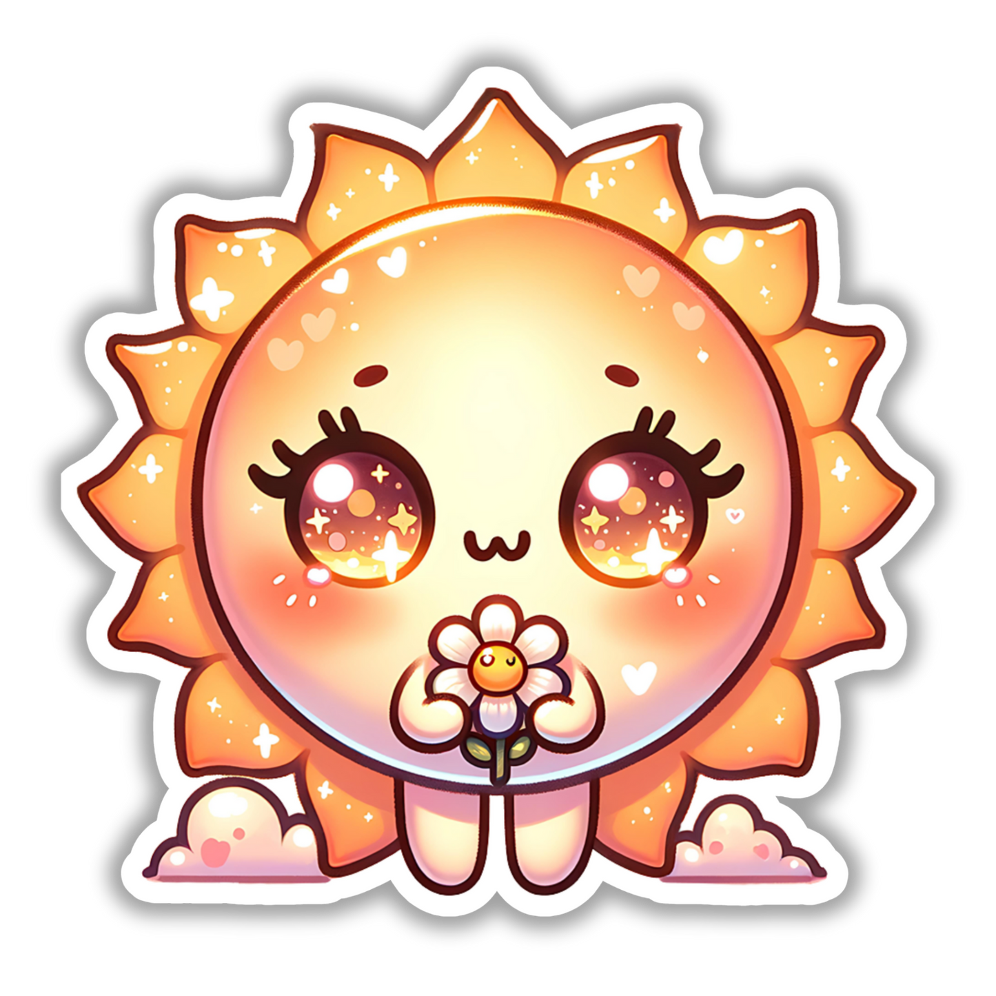 Sunny Rae Faith Friends Sticker by Harrison House Co – Sun Angel holding a daisy