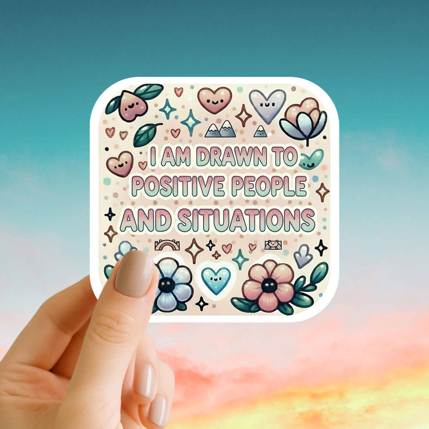 I am drawn to positive people and situations – Affirmation Sticker